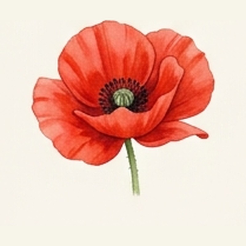 Red Poppy illustration representing the zodiac sign Aries